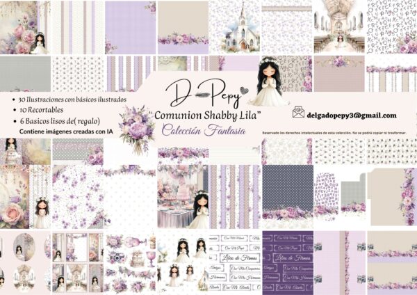 "Comunión Shabby Lila" morena